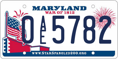 MD license plate 0AE5782