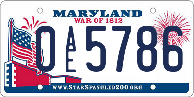 MD license plate 0AE5786