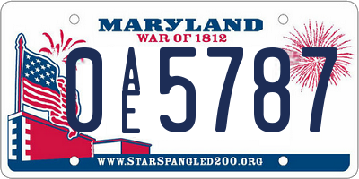 MD license plate 0AE5787