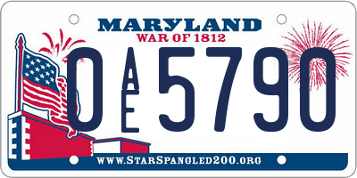 MD license plate 0AE5790