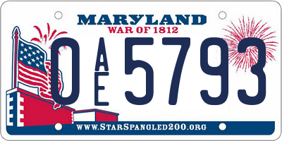 MD license plate 0AE5793