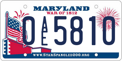 MD license plate 0AE5810