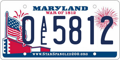 MD license plate 0AE5812