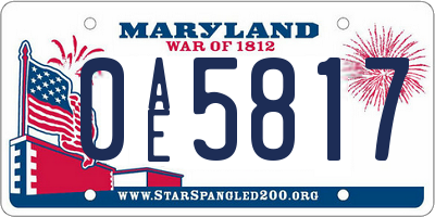 MD license plate 0AE5817