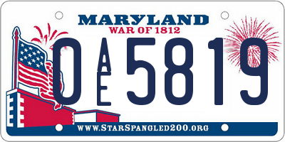 MD license plate 0AE5819