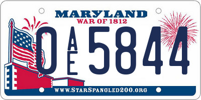 MD license plate 0AE5844