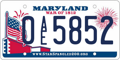 MD license plate 0AE5852