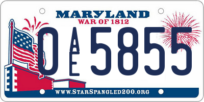 MD license plate 0AE5855