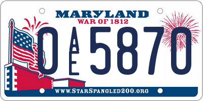 MD license plate 0AE5870