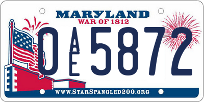 MD license plate 0AE5872