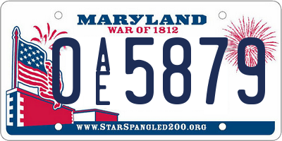 MD license plate 0AE5879