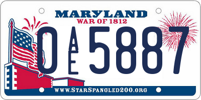MD license plate 0AE5887
