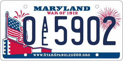 MD license plate 0AE5902