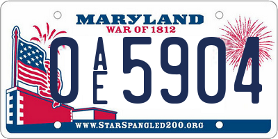 MD license plate 0AE5904