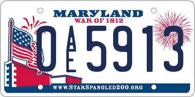 MD license plate 0AE5913