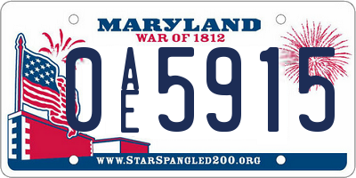 MD license plate 0AE5915