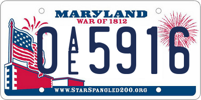 MD license plate 0AE5916