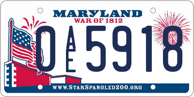 MD license plate 0AE5918