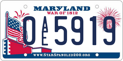MD license plate 0AE5919