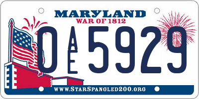 MD license plate 0AE5929