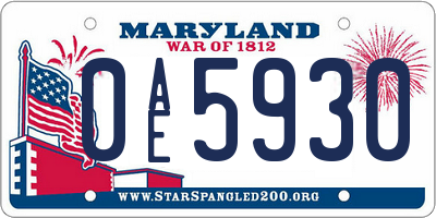 MD license plate 0AE5930