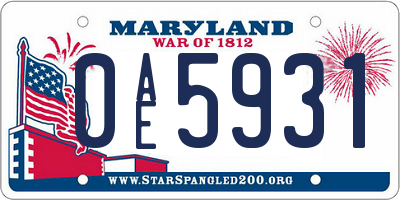 MD license plate 0AE5931