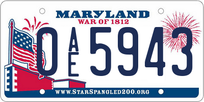 MD license plate 0AE5943