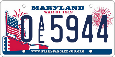 MD license plate 0AE5944