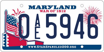 MD license plate 0AE5946