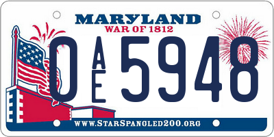MD license plate 0AE5948