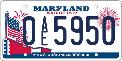 MD license plate 0AE5950