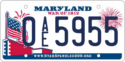 MD license plate 0AE5955