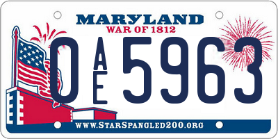 MD license plate 0AE5963