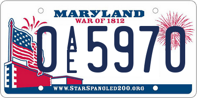 MD license plate 0AE5970