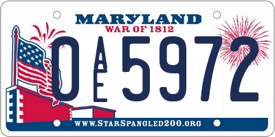 MD license plate 0AE5972