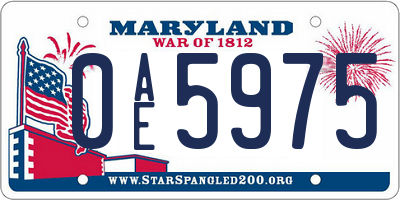 MD license plate 0AE5975