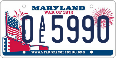 MD license plate 0AE5990