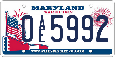 MD license plate 0AE5992
