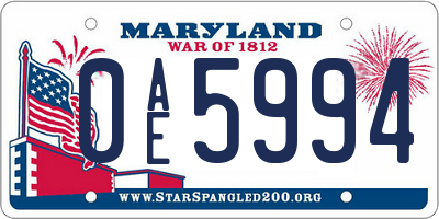 MD license plate 0AE5994
