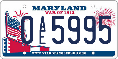 MD license plate 0AE5995