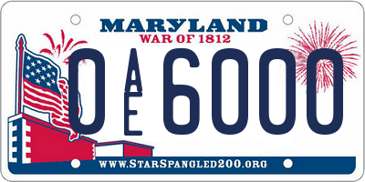 MD license plate 0AE6000