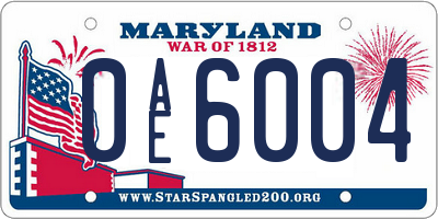 MD license plate 0AE6004