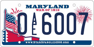 MD license plate 0AE6007