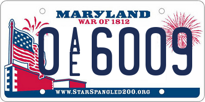 MD license plate 0AE6009