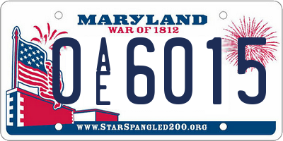 MD license plate 0AE6015