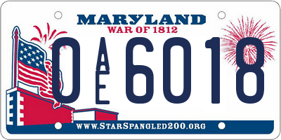 MD license plate 0AE6018