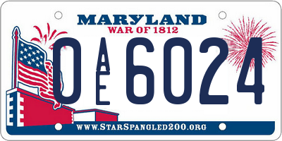 MD license plate 0AE6024
