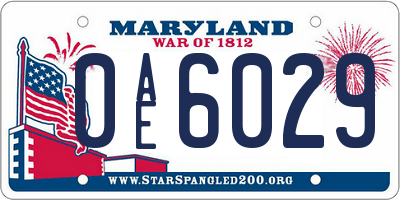 MD license plate 0AE6029