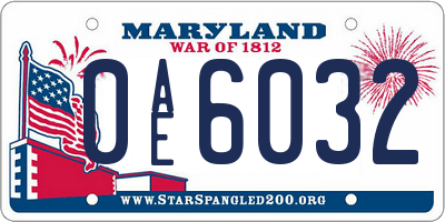 MD license plate 0AE6032