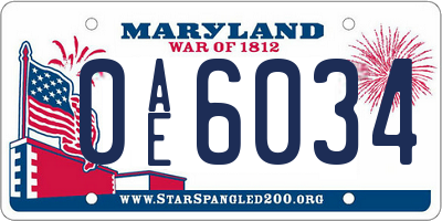 MD license plate 0AE6034